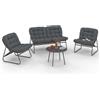 IDMarket - Set di mobili da Giardino Basso Arona a 4 posti in Metallo Grigio Antracite e Cuscini Grigi con Divano, poltrone e Tavolo