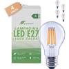 greenandco 4 lampadine a filamento LED | trasparenti | E27 A60 | 7,2 W 1521 lm | sostituisce 100 W | 3000 K bianco caldo | 320° | 230 V | senza sfarfallio | Classe energetica A | non dimmerabile