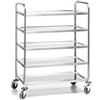 Forgast Carrello di Servizio Con Ruote in Acciaio Inox, 5 Ripiani, Dimensioni 86x54x130 cm, Carrello Portavivande, Carrello Pieghevole da Cucina, Per Ristorante, Hotel, Scuola