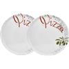 Van Well Famosa piastra italiana per pizza grande ø 33 cm bianco - Piatto XL in porcellana per pizza, pasta e insalata - Adatto al microonde, lavabile in lavastoviglie, ben impilabile (Famosa, 2