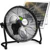 Bsteciar Ventilatore solare per esterni, diametro 30,5 cm, ventilatore con pannello solare, silenzioso, in metallo, silenzioso, da campeggio, 12 livelli, regolabile a 360°, uscita USB, nero, per campeggio