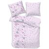 IDO Biancheria da letto per ragazze in pregiata flanella, con stelle e stelline in rosa, lilla e grigio. Federa da 80 x 80 cm, copripiumino da 135 x 200 cm, 100% cotone