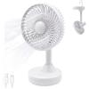 DYEWEAVE Ventilatore da scrivania oscillante a 90°, ricaricabile, batteria fino a 4,5 h, 4 velocità e vento naturale, 25 dB, silenzioso, piccolo ventilatore da tavolo per ufficio, casa, campeggio, testa