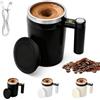 Umllpet Tazza da caffè auto-commovente, 380 ml, tazza automatica da 380 ml, tazza elettrica con indicatore di temperatura, mixer magnetico per caffè, latte, altre bevande (nero)