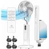KESSER® Ventilatore da terra Frosty con acqua, nebulizzazione a ultrasuoni, raffreddamento ad acqua, telecomando incluso, funzione timer, umidificatore silenzioso, funzione nebulizzazione