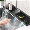 Generic Tappetino in silicone per rubinetto del lavandino, vassoio raccogli gocce d'acqua pieghevole da 61 cm, protezione antispruzzo con drenaggio per lavello da cucina, nero