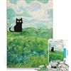 JIANGENNF Puzzle da 1000 pezzi Gatto nero in stile Van Gogh, gioco educativo, rilassante e stimolante per la mente, ideale come decorazione da scrivania 38x26cm