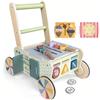 AmazingJoy Girello per Bambini in Legno Carrello Primi Passi con Giochi Interattivi Montessori Baby Walker Cucina da Gioco Giocattoli Bambino 1 Anno Regali di Natale Capodanno Battesimo per Bimba e Bimbo