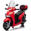 Mondial Toys Honda SH 350 12V Moto Elettrica per Bambini con Licenza Ufficiale, Scooter Elettrico con Ruote in Gomma, Sedile in Pelle, Bauletto, Rotelle Stabilizzatrici, Luci LED e Suoni, MP3 Rosso