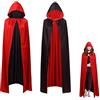 OUQIWEN Mantello Per Costume di Halloween, Reversibile Nero Rosso Con Cappuccio Per Vampiro Adulti, Donne e Uomini (150cm)