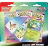 Pokémon GCC Pokémon: collezione con adesivi Leafeon dell'espansione Scarlatto e Violetto - Evoluzioni Prismatiche (una carta promozionale olografica e tre buste di espansione)