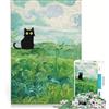 JIANGENNF Puzzle per ragazzi con 1000 pezzi: Gatto nero in stile Van Gogh, gioco rilassante, interazione genitore-figlio, regalo di compleanno 50x75cm