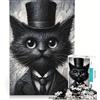 JIANGENNF Puzzle per ragazzi da 1000 pezzi: Gatto nero con cilindro, gioco rilassante, difficile e stimolante, ogni pezzo è unico 38x26cm