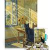 JIANGENNF Puzzle da 1000 pezzi per adulti, gatto nero in stile Van Gogh, decorazione da parete, difficile, compleanno e Natale 38x52cm