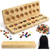 Scettar Gioco di pietre Kalaha, gioco di pietre preziose in legno di alta qualità, pieghevole, con sacchetto e 65 pietre colorate, allena strategia e logica, regalo per adulti e famiglie