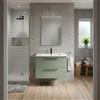 SENSEA Mobile bagno sospeso Remix L 81 x H 58 x P 46 cm, 2 cassetti con maniglia nera verde opaco, lavabo con vasca centrale e specchio L 80 x H 60 cm retroilluminato inclusi