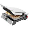 Cecotec Grill elettrico Rock'n Grill Pro. Rivestimento in pietra di pietra di roccia, Piatti rimovibili e reversibili, apertura a 180º, superficie 34 x 23 cm, acciaio inossidabile