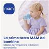 Mam Starter Cup Tazza Bambini 150 Ml Per Latte o Acqua, 4+ Mesi, Beccuccio Extra Morbido Anti-goccia, Forma Arrotondata, Pratici Manici Antiscivolo, Azzurro, 1 Pezzo