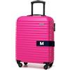 WITTCHEN Valigia da Cabina Trolley Bagaglio a Mano Valigia a rotelle piccola Trolley guscio duro ABS 4 ruote spinner Serratura a combinazione Maniglia telescopica Groove Line rosa Ryanair/ITA Airways