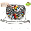 Fatto a mano Borsa a mano donna taglia piccola Meenakari Stone alla moda pochette in metal...