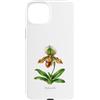 The Botany Bureau Custodia per iPhone 15 Plus Illustrazione della pianta dell'orchidea pantofola della signora Paphiopedilum