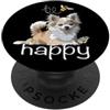 Raf THE ARTIST Designs Be Happy Chihuahua Capelli Lunghi Chiwawa Capelli Lunghi Cane Divertente PopSockets PopGrip Adesivo