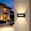 Dythwron Applique a LED da esterno, IP65 impermeabile, 10 W, bianco caldo 3000 K, lampada da parete moderna con 6 faretti, applique da interno ed esterno per soggiorno, giardino, facciata della casa, terrazza