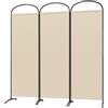 Angel Living Paraventi Divisorio 3 Pannelli con Soffitto e Base Curvo, Decorazione Elegante, Divisorio Pieghevole (168.5 x 185 cm, Beige)
