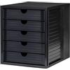 HAN Cassettiera portadocumenti HAN - SYSTEMBOX KARMA - design accattivante per documenti fino al formato C4, certificato ANGELO BLU, 5 cassetti chiusi, nero ecologico, 14508-13