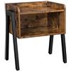 VASAGLE Comodino Industriale, Marrone Vintage, 46x35x51,5 cm | Comodino, Tavolo Laterale, Telaio Metallico, Facile da Montare, Collezione BARNET LET54X