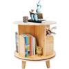 Aohuada Libreria girevole in legno massiccio massiccio con ruote, scaffale girevole a 360 gradi, per piccoli spazi, libreria autoportante, per bambini e adulti