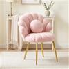 Bonnlo Sedia Trucco in Pile Teddy, Poltrona Conchiglia con Cuscino a Forma di Perla, Poltrocina Camera da Letto Design Elegante e Romantico, Portata 150kg (Rosa)