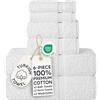 Chakir Turkish Linens Set di 6 asciugamani di lusso in cotone turco di alta qualità per spa e hotel (2 asciugamani da bagno, 2 asciugamani, 2 salviette)