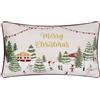 furn. Joy To All Copricuscino (Nevicare - 30x50cm) | Festivo Velluto Ricamato Città Natalizia Bordo Profilato Custodia Decorativa