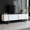 Dmora - Mobile porta TV Centaurus, Credenza da soggiorno, Armadio basso per TV, Base parete attrezzata, 180x30h50 cm, Bianco e Oro