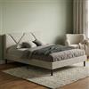 Dmora - Letto piazza e mezza Zeffirio, Sommier per camera da letto, Giroletto per stanza, Struttura porta materasso, Adatto a materasso Cm 120x190, Tortora
