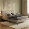 Dmora - Letto alla francese Calitri, Sommier per camera da letto, Giroletto per stanza, Struttura porta materasso, Adatto a materasso Cm 140x190, Tortora