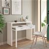 Dmora - Scrivania Billings, Scrivania con piano estensibile, Scrittoio porta PC con 2 cassetti, 99x36h88 cm, Bianco