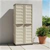 Dmora - Armadio da esterno Avelgem, Armadio balcone multiuso, Mobile porta scope 2 ante, 100% Made in Italy, 70x47h178 cm, Beige e Marrone, Finitura righe