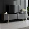 Dmora - Mobile porta TV Centaurus, Credenza da soggiorno, Armadio basso per TV, Base parete attrezzata, 180x30h50 cm, Antracite e Oro