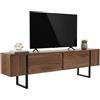 Dmora - Mobile porta TV Colzate, Credenza da soggiorno, Armadio basso per TV, Base parete attrezzata, 180x30 h50 cm, Noce e Nero