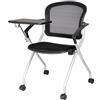 Dmora - Sedia con Ruote Kalgoorlie, Sedia Sala da Attesa con bracciolo e tavoletta, Seduta ergonomica da Attesa, 61x49h84 cm, Nero