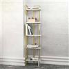 Dmora - Libreria Alnair, Scaffale da ufficio, Mobile portalibri, Biblioteca, 45x22h180 cm, Bianco e Oro
