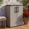 Dmora - Armadio da esterno Bilzen, Mobile outdoor, Armadio balcone multiuso, 100% Made in Italy, Grigio e Nero, Finitura righe, 68x37h84 cm