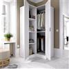Dmora - Guardaroba 2 ante Elgon, Mobile angolare per camera da letto, Armadio appendiabiti ad angolo, 91x93h184 cm, Bianco