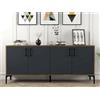 Dmora - Credenza Orionis, Buffet da soggiorno, Madia da salotto, Dispensa da cucina, 180x35h78 cm, Noce e Antracite