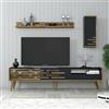 Dmora - Mobile porta TV Alnilam, Credenza da soggiorno, Armadio basso per TV, Base parete attrezzata, 180x45h35 cm, Antracite e Noce
