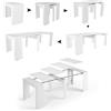Dmora Consolle Allungabile Maclodio 90x237x76.6h cm Bianco 10 Posti Allungabile, Meccanismo Estensione Allunghe Centrali