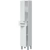 Dmora - Mobile colonna Wilmington, Pensile bagno con 2 ante e 1 cassetto, Armadio alto, 35x31h182 cm, Bianco lucido