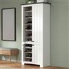 Dmora - Scarpiera Teodoro, Porta scarpe salvaspazio a 4 ante, Armadio multifunzione da ingresso, 84x42h200 cm, Bianco e Ardesia